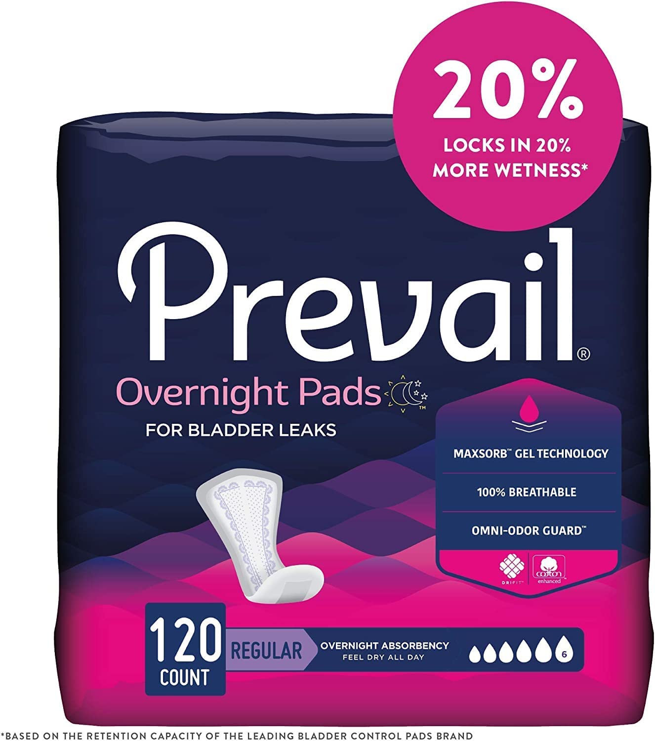 Prevail Pads Overnight Bladder Control 16 IN