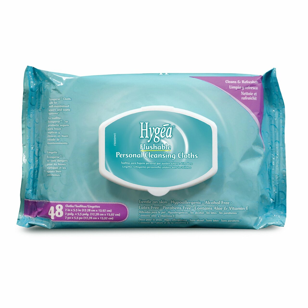Hygea Flushable Personal Cleansing Wipes, 5 1/2x7 IN