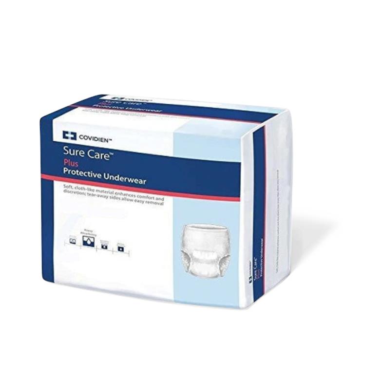 Unisex Adult Absorbent Underwear Sure Care Pull On with Tear Away Seams Disposable Large