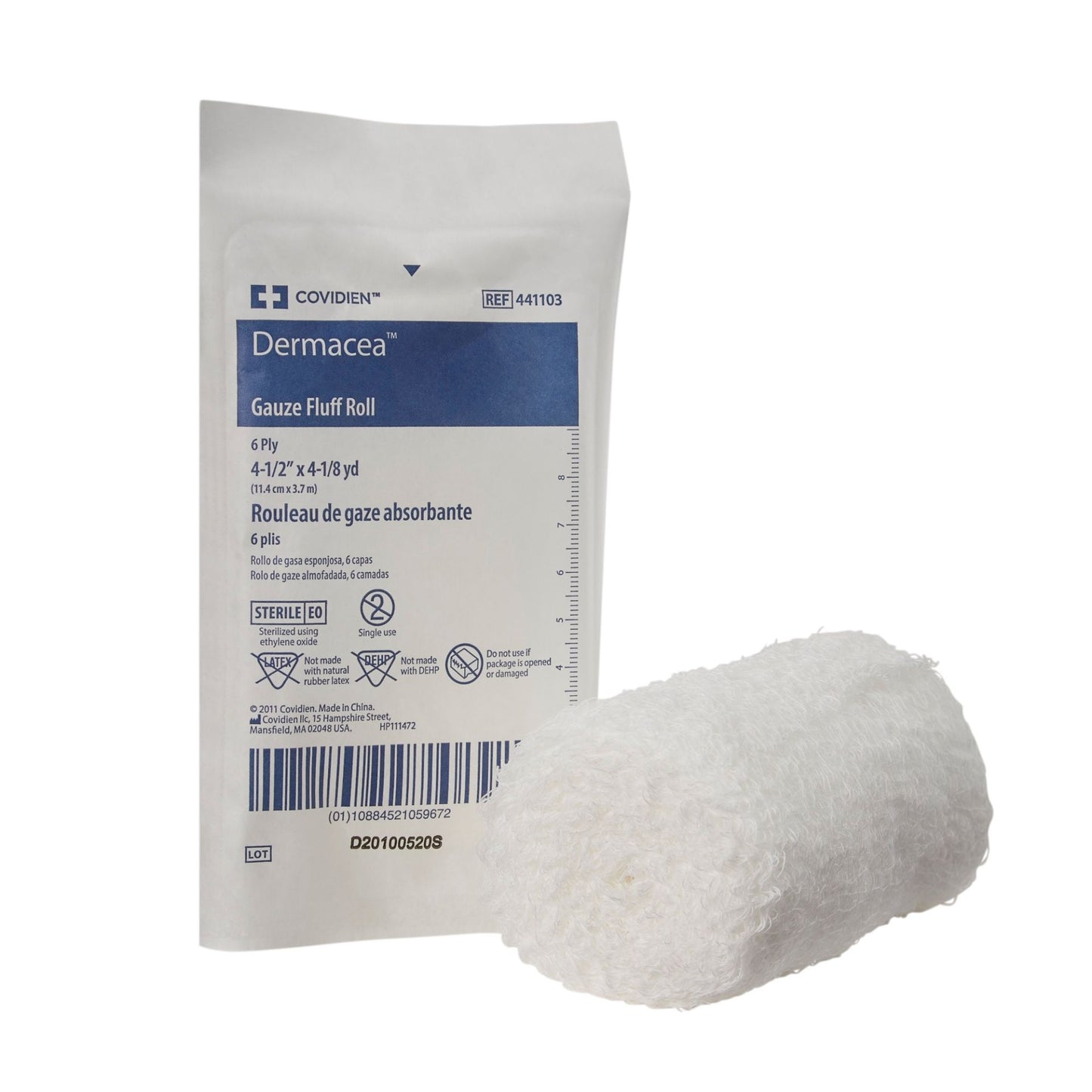 Kendall Dermacea Gauze Fluff Roll 6ply