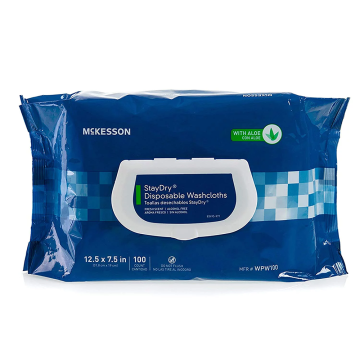Mckesson StayDry Disposable Washcloths with Aloe and Vitamin E