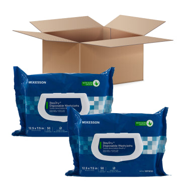 Mckesson StayDry Disposable Washcloths with Aloe and Vitamin E