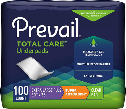 Prevail Total Care Underpads - Super Absorbent 30x36