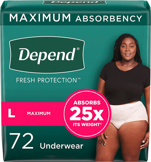 Depend Fit-Flex Pull-Up Underwear for Women Maximum Absorption Large