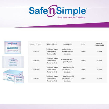 Safe n Simple Stoma Wipes / Adhesive Remover