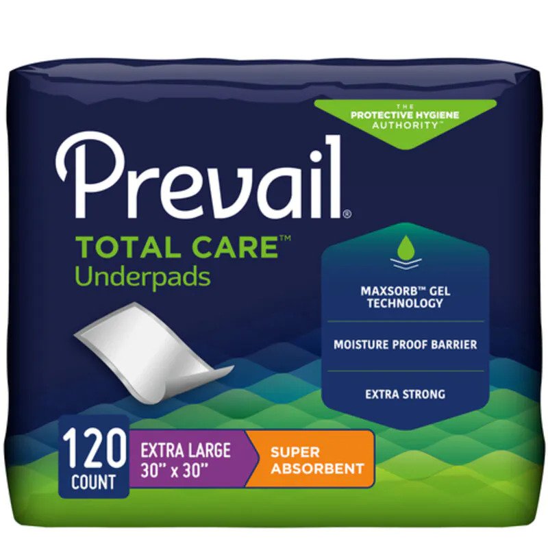 Prevail Super Absorbent Total Care Underpads - 30x30 IN