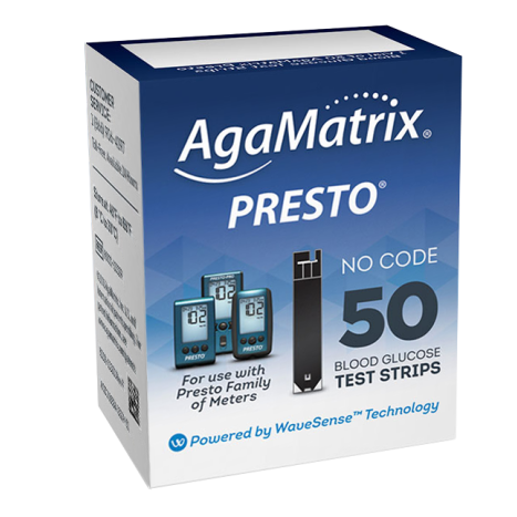 AgaMatrix Presto Blood Glucose Test Strips / 50 count