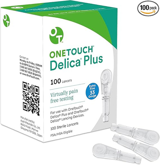 OneTouch Delica Plus Lancets for Diabetes Testing 33 Gauge / 100 per pack