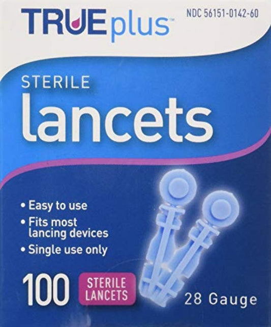 TRUEplus Sterile Lancets 28 Gauge / 100 per box
