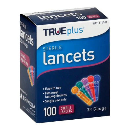 TRUEplus Non-Safety Twist Off Cap Finger Lancets 33 Gauge / 100 per box