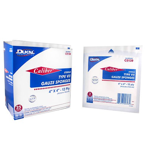 Dukal Sterile Type VII Gauze Sponges 4x4 12-Ply C5139 50 CT