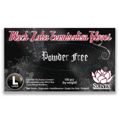 SKINTX Black Latex Powder-Free Exam Gloves- Polymer Coated